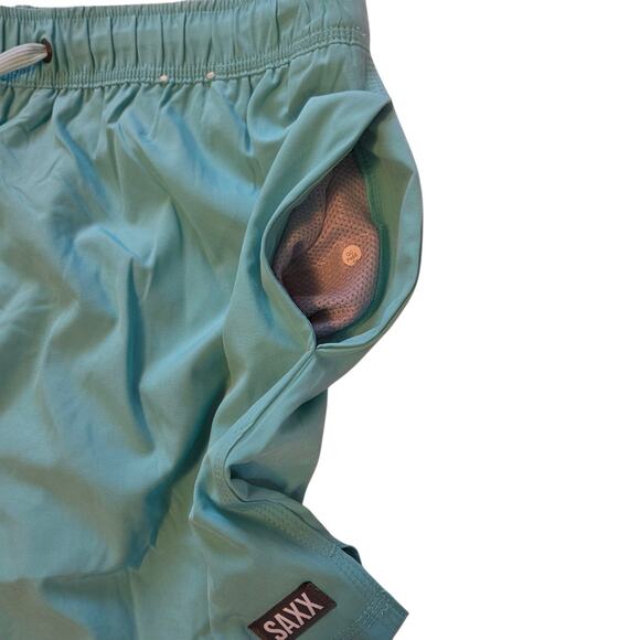 SAXX Oh Buoy 2N1 Stretch Swim Trunks with liner, 5" Inseam Size XL Green - Picture 4 of 12